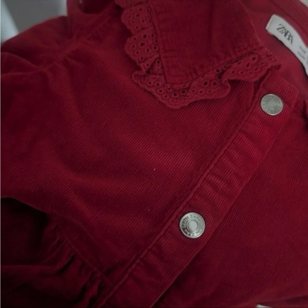 Zara red corduroy holiday Christmas dress 3/4y - Picture 4 of 6